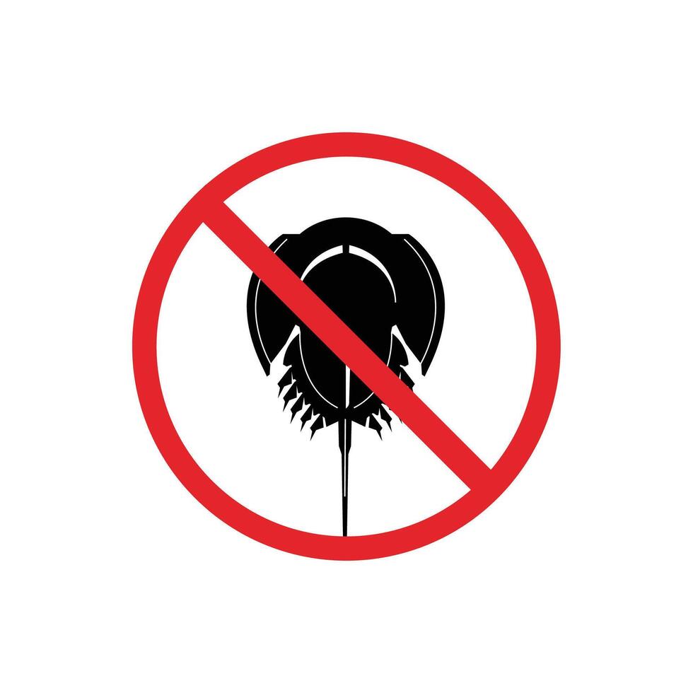prohibited and dangerous signs. horseshoe crab danger. it is forbidden to bring horseshoe crab vector