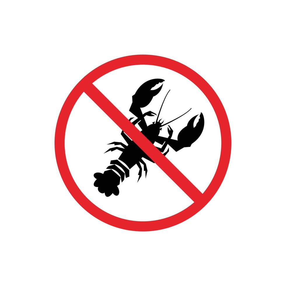 prohibited and dangerous signs. lobster danger. it is forbidden to bring lobster vector