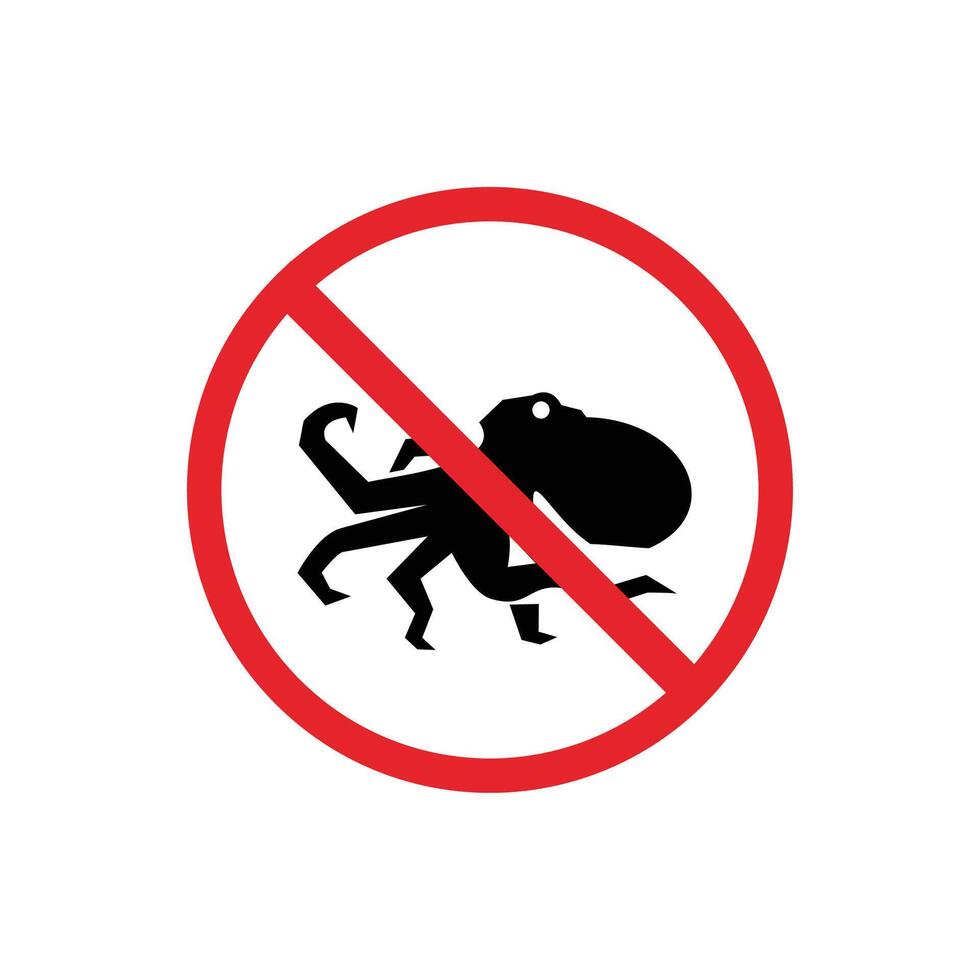 prohibited and dangerous signs. octopus danger. it is forbidden to bring octopus vector