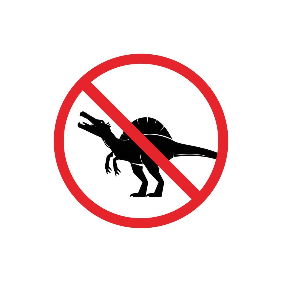 prohibited and dangerous signs. spinosaurus danger. it is forbidden to bring spinosaurus vector