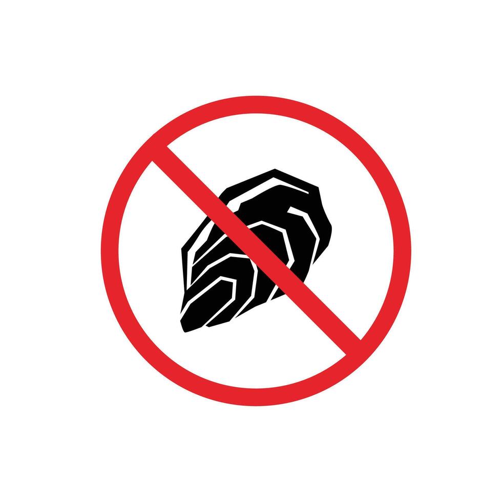 prohibited and dangerous signs. oyster danger. it is forbidden to bring oyster vector