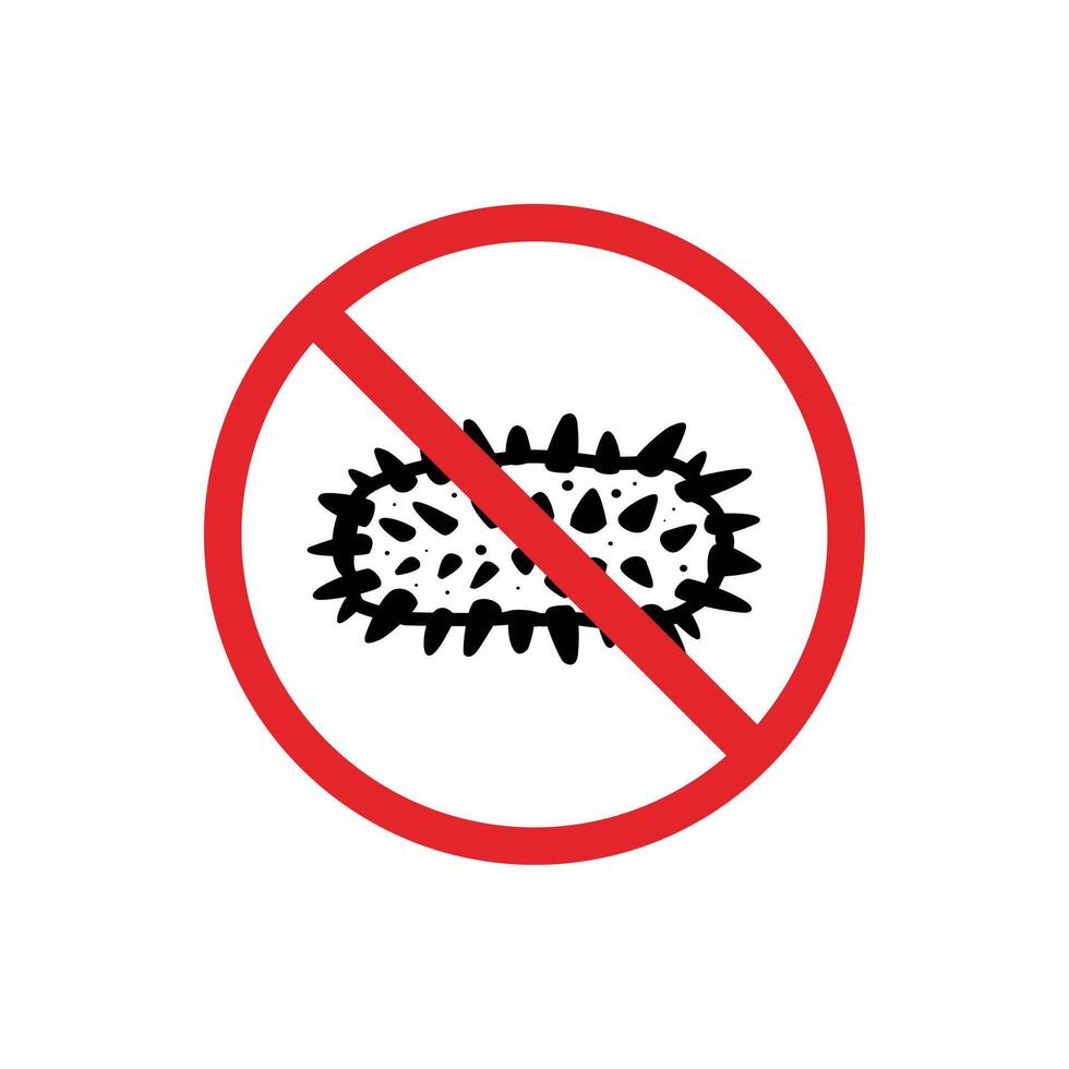 prohibited and dangerous signs. sea cucumber danger. it is forbidden to bring sea cucumber vector