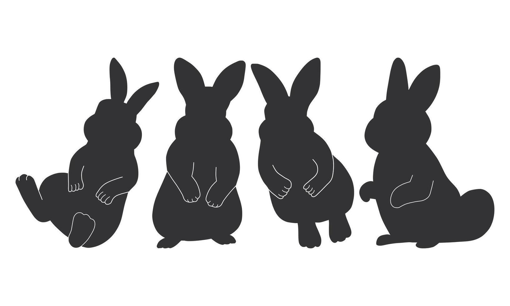 Simple Cute Rabbit Animal Silhouette. Black Rabbit Element in White Background. vector