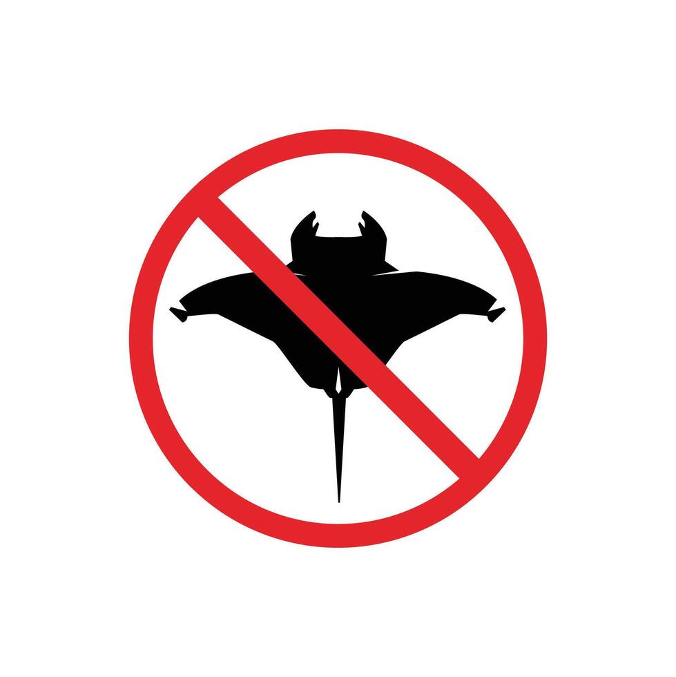 prohibited and dangerous signs. stingray danger. it is forbidden to bring stingray vector