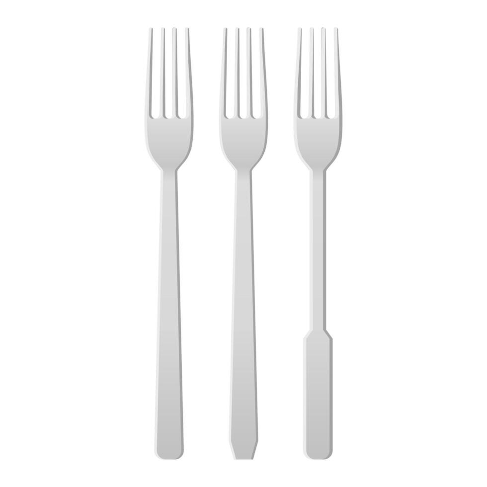 Cutlery White Fork. Dinner Fork Element. Kitchen Utensils Fork Icon. vector