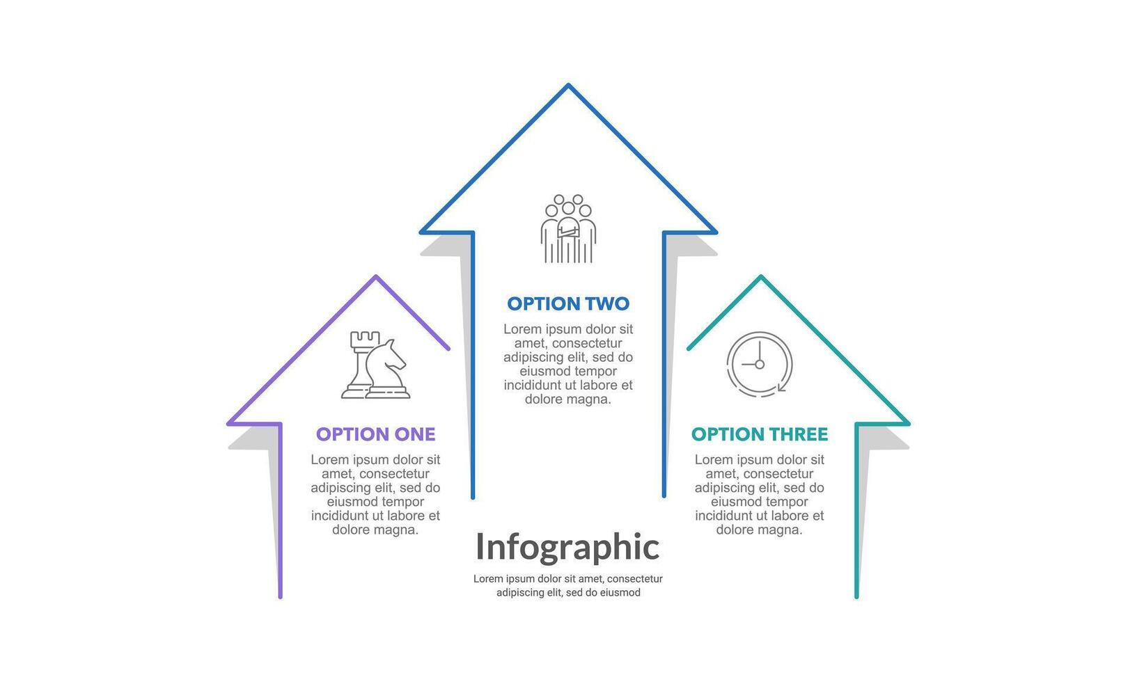 Line Arrow Infographic 3 Options for Growing Your Business. Presentation, Banner, Brochure, Strategy and Plan. vector