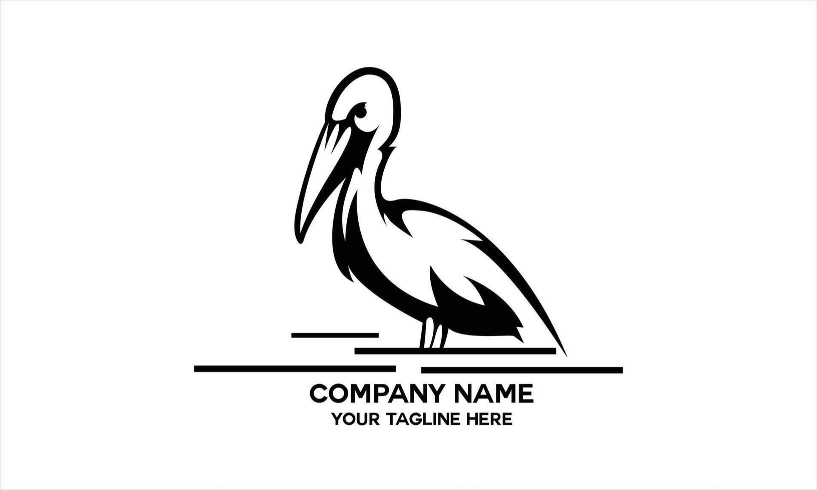 pelican bird outline logo vector