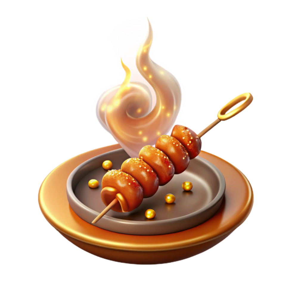 Sweet Treat Skewers Golden, Flamed Delights png