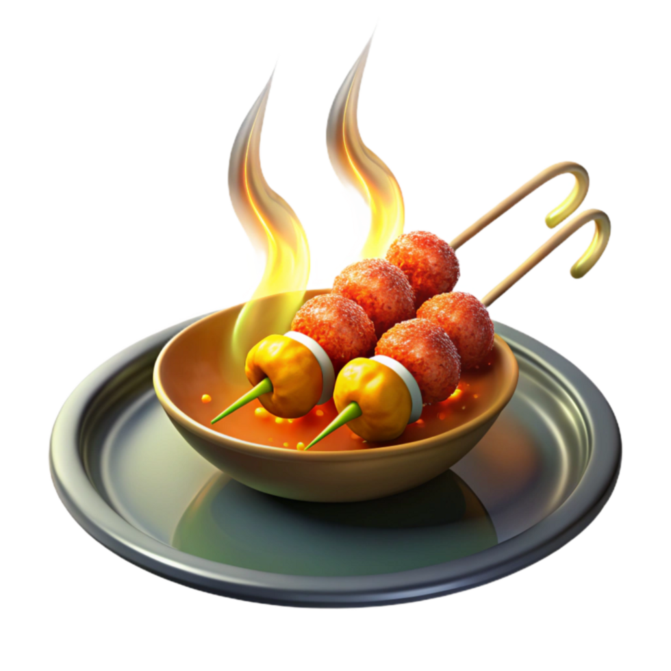Spicy Meatball Skewers in Savory Sauce png