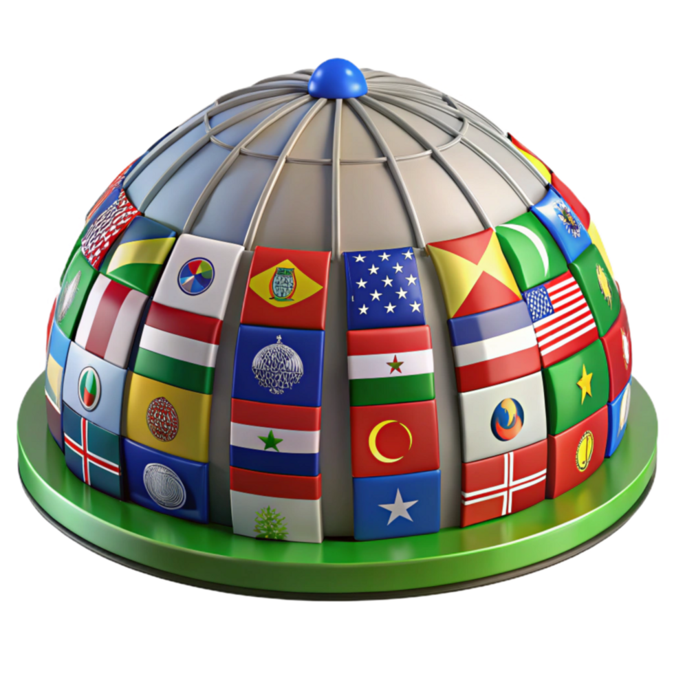 Global Unity International Flags on a Dome png