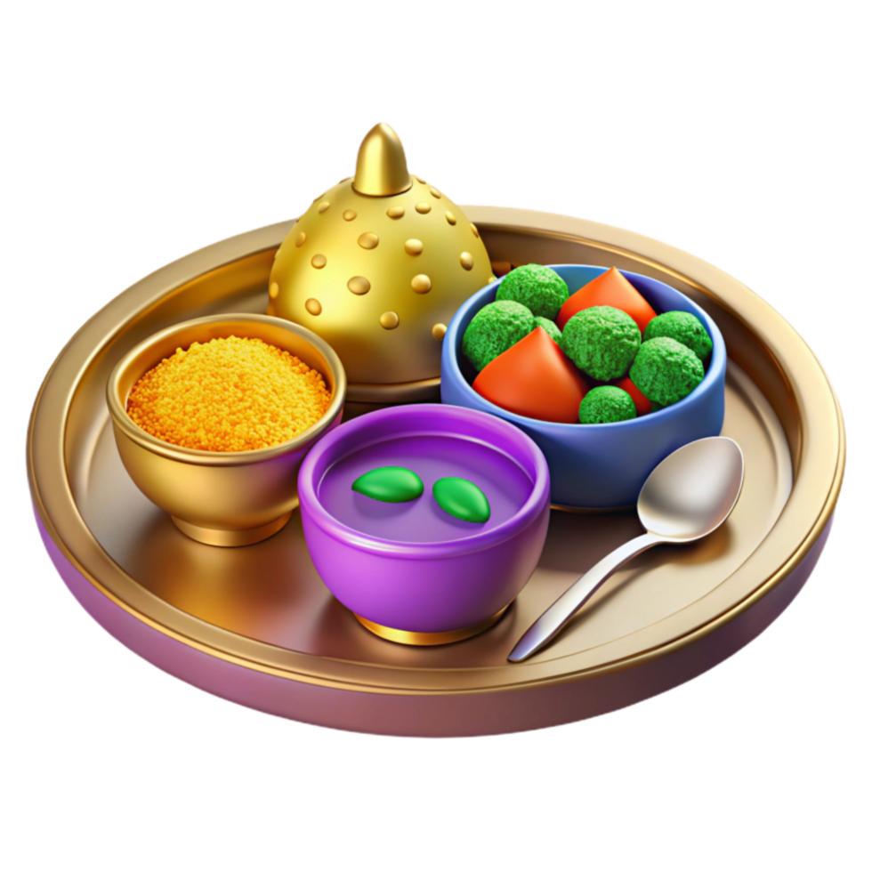 3D Render of Colorful Food on a Tray png