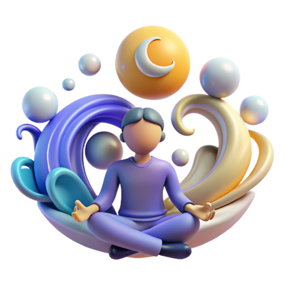 Mindfulness Meditation Serene 3D Artwork png