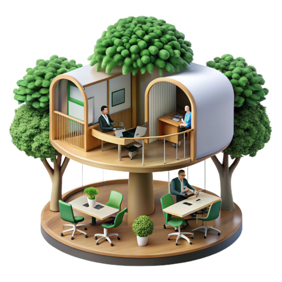Sustainable Treetop Office Eco-Friendly Workspace Design png