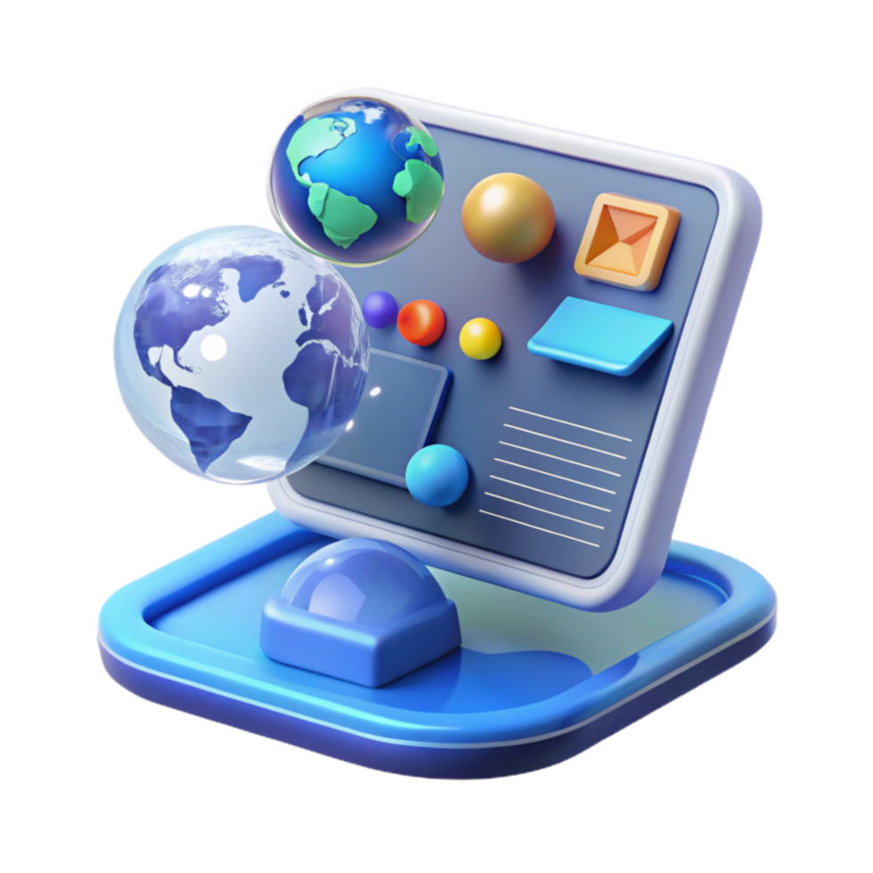 Global Network Interface 3D Digital Dashboard png