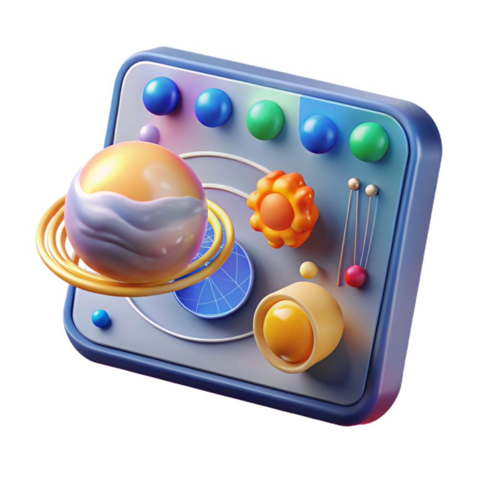 3D Render of Colorful Planetary System on App Icon png