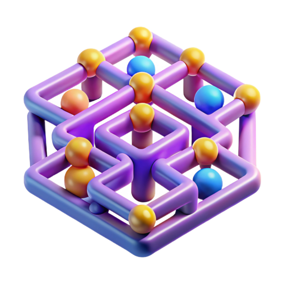 Abstract 3D Network Structure Complex Interconnections png