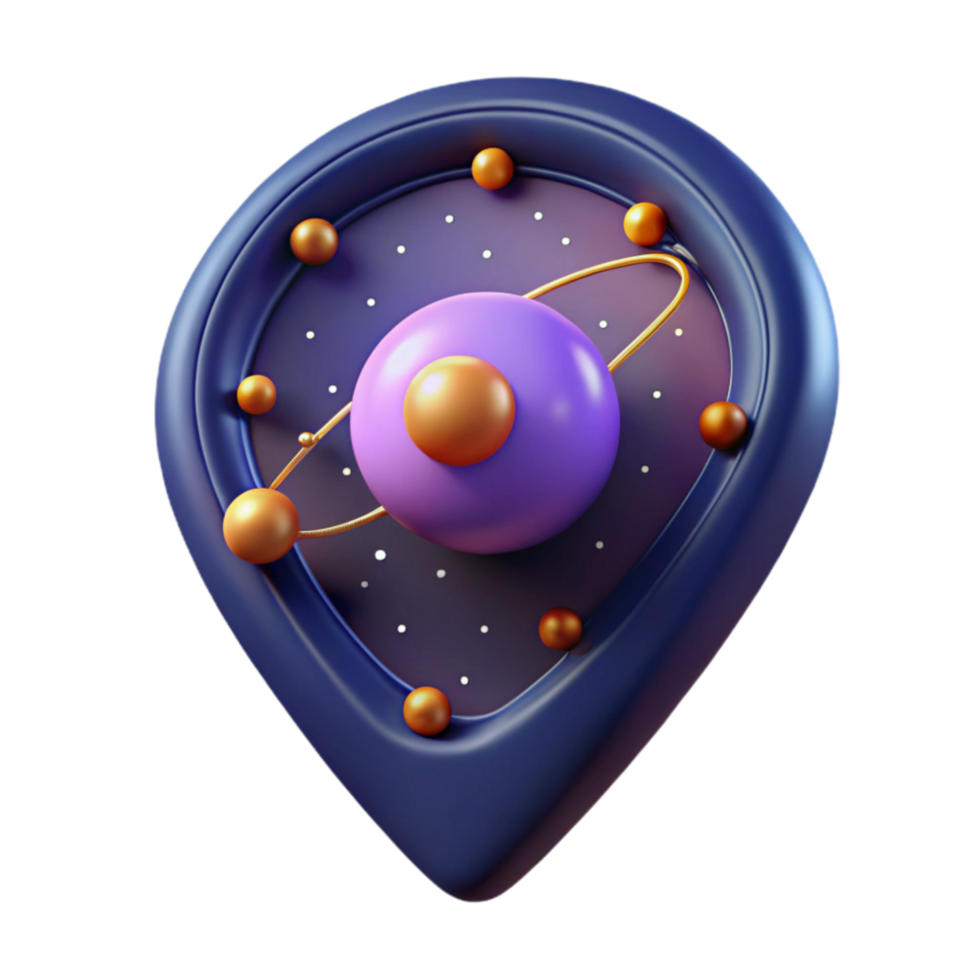 Cosmic Location Pin 3D Render of Celestial Navigation png