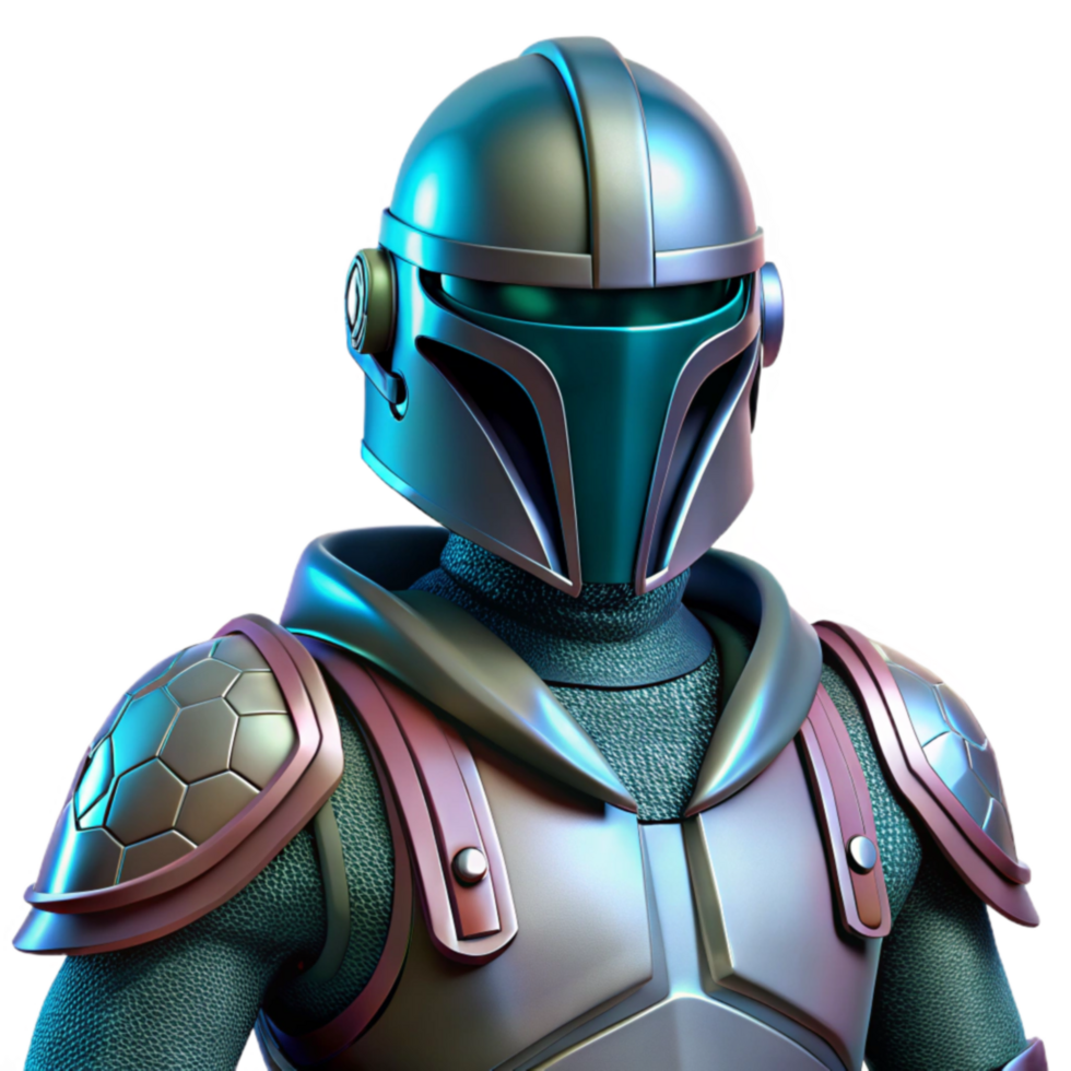 Futuristic Warrior Iridescent Armor Helmet png