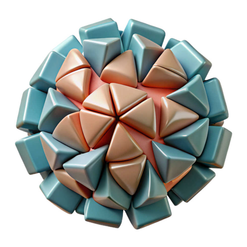 Abstract 3D Geometric Sphere Interlocking Triangular and Cubic Shapes png