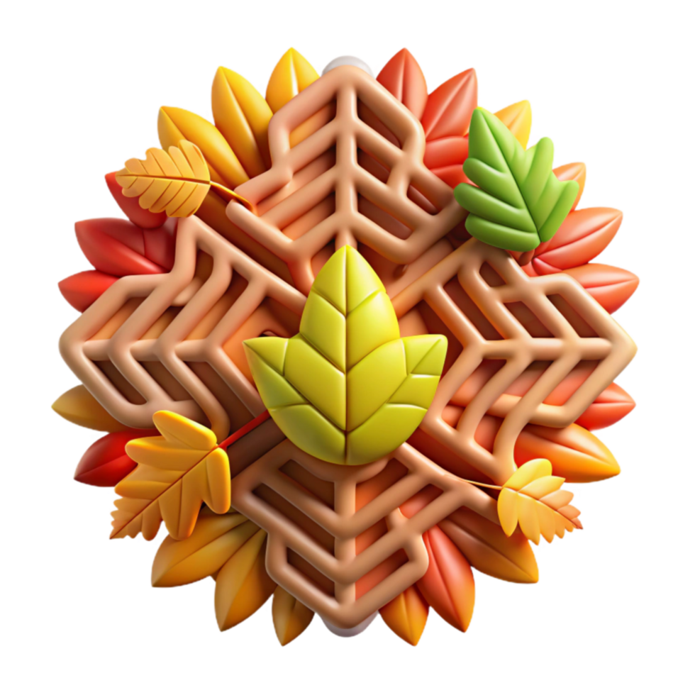 Autumn Leaves 3D Render Geometric Fall Design png