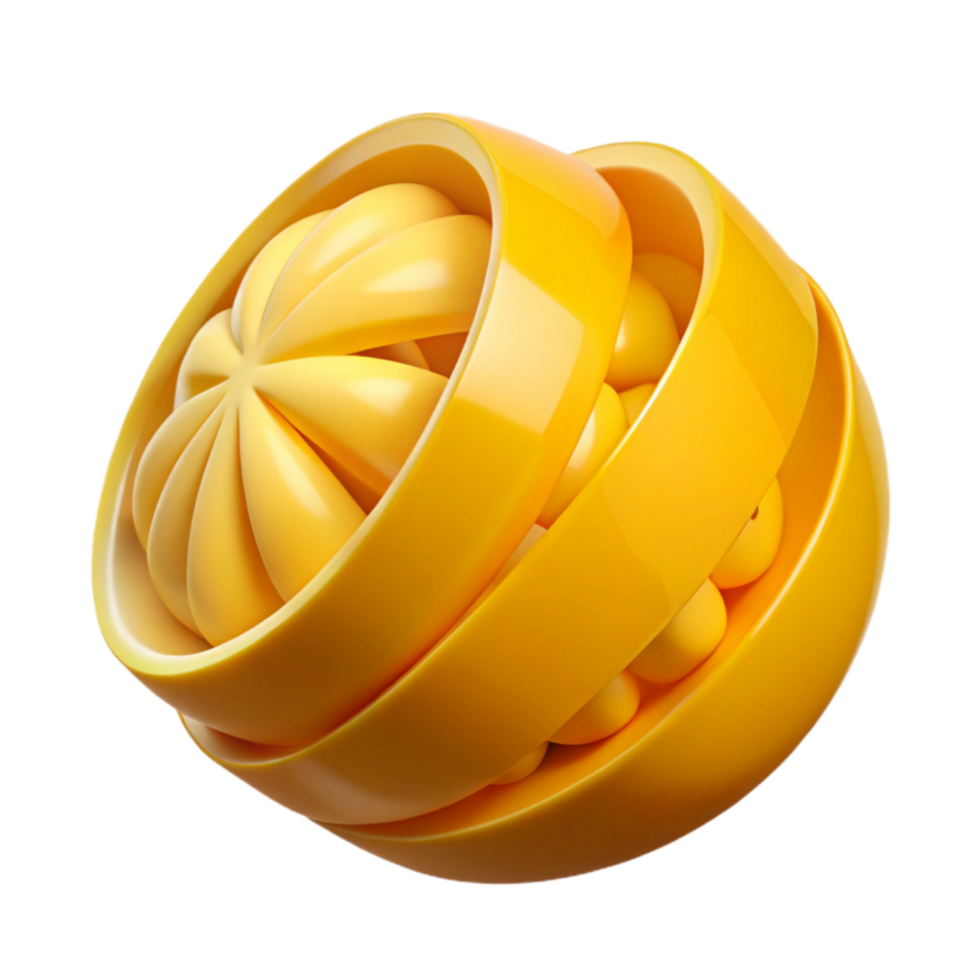Abstract Citrus Sphere 3D Render of Segmented Fruit png