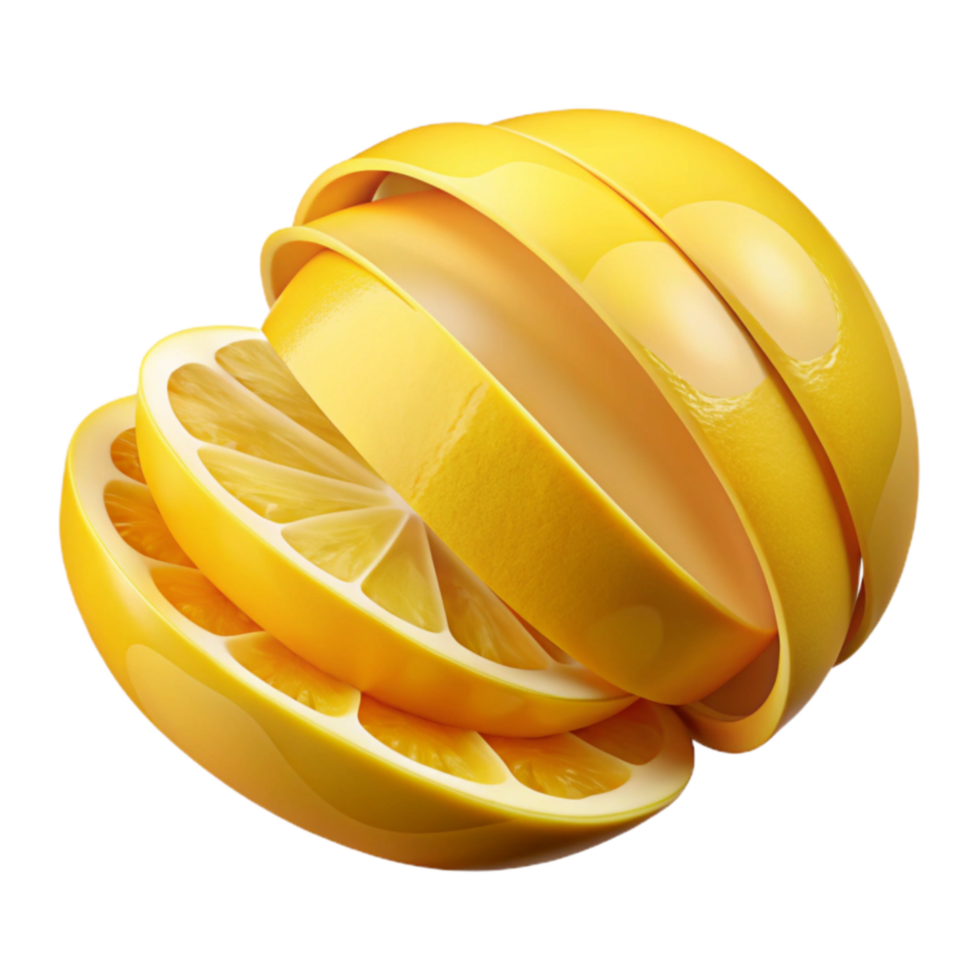 Juicy Citrus Slices Rotating Lemon Segments png