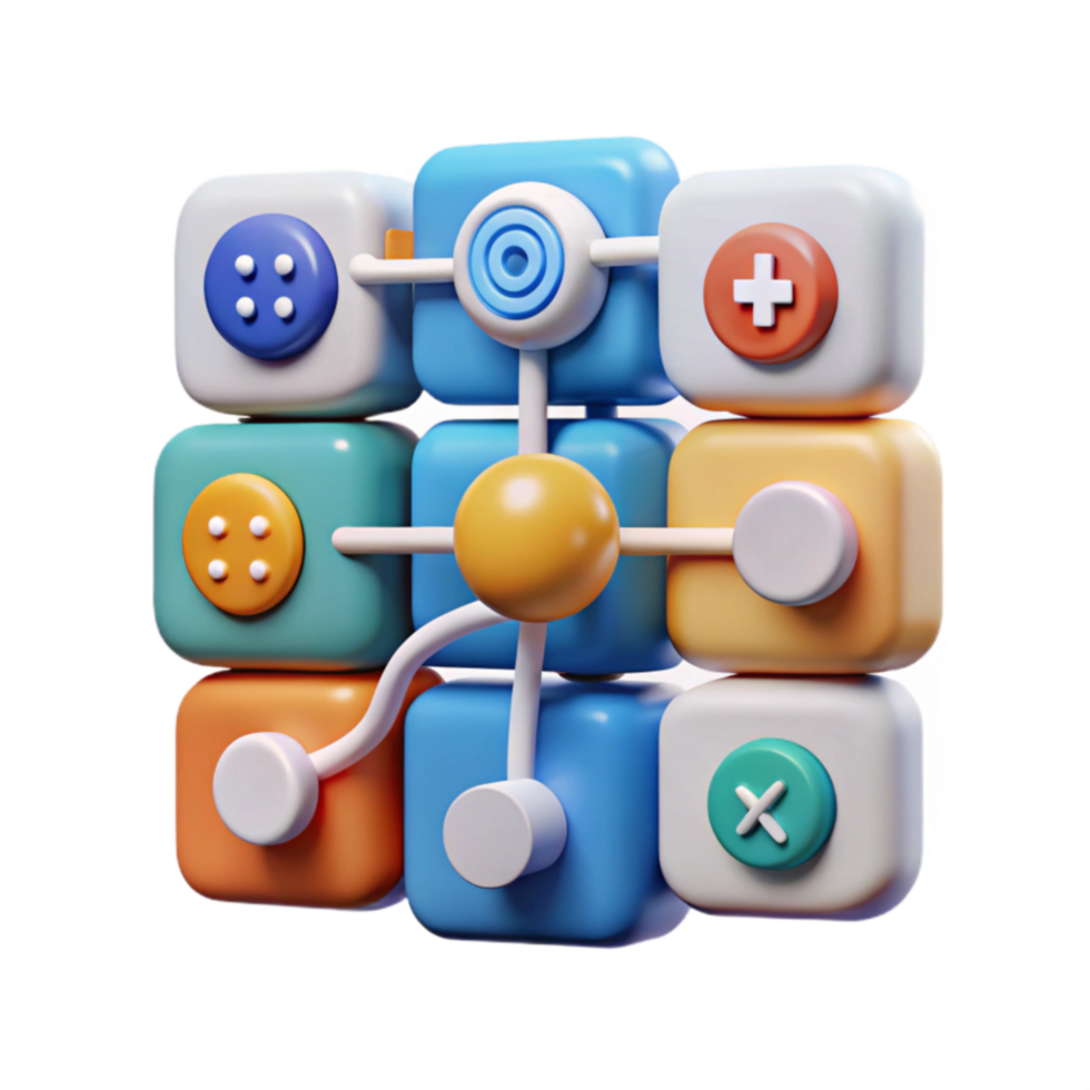 3D Colorful Blocks System Network png