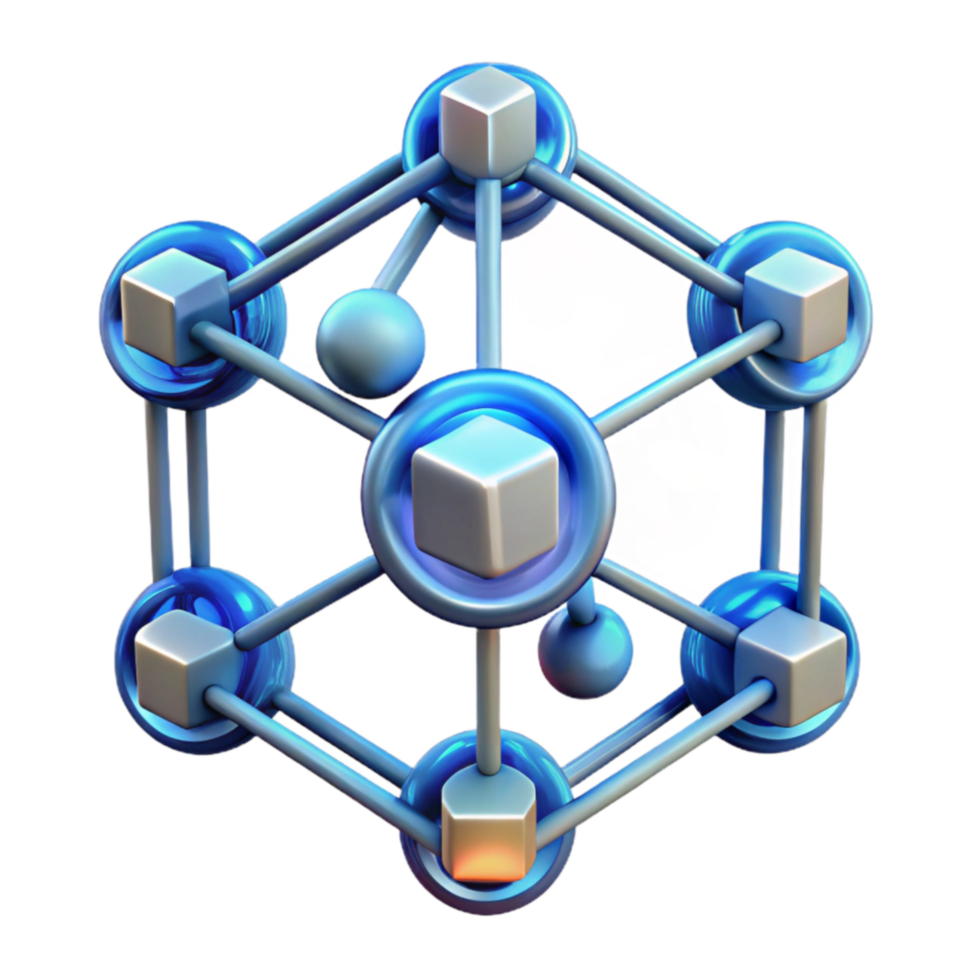 Network Structure Cubes, Nodes, and Connections png