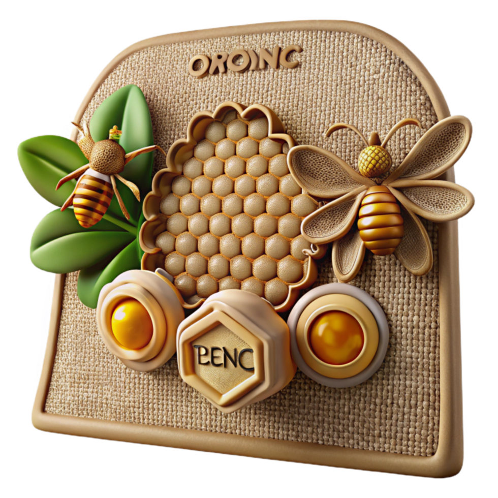 Honeycomb Design with Bees and Hexagon Buttons png