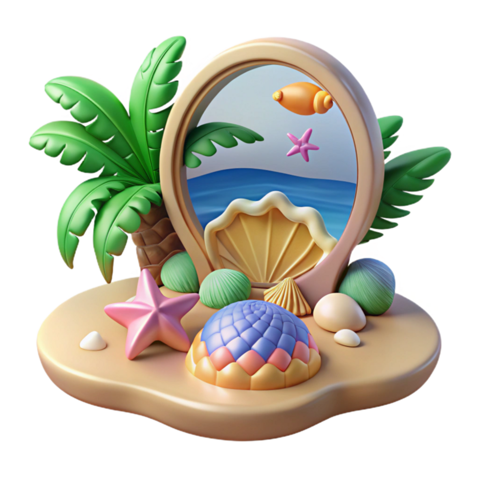 Seashell Paradise 3D Summer Beach Scene png