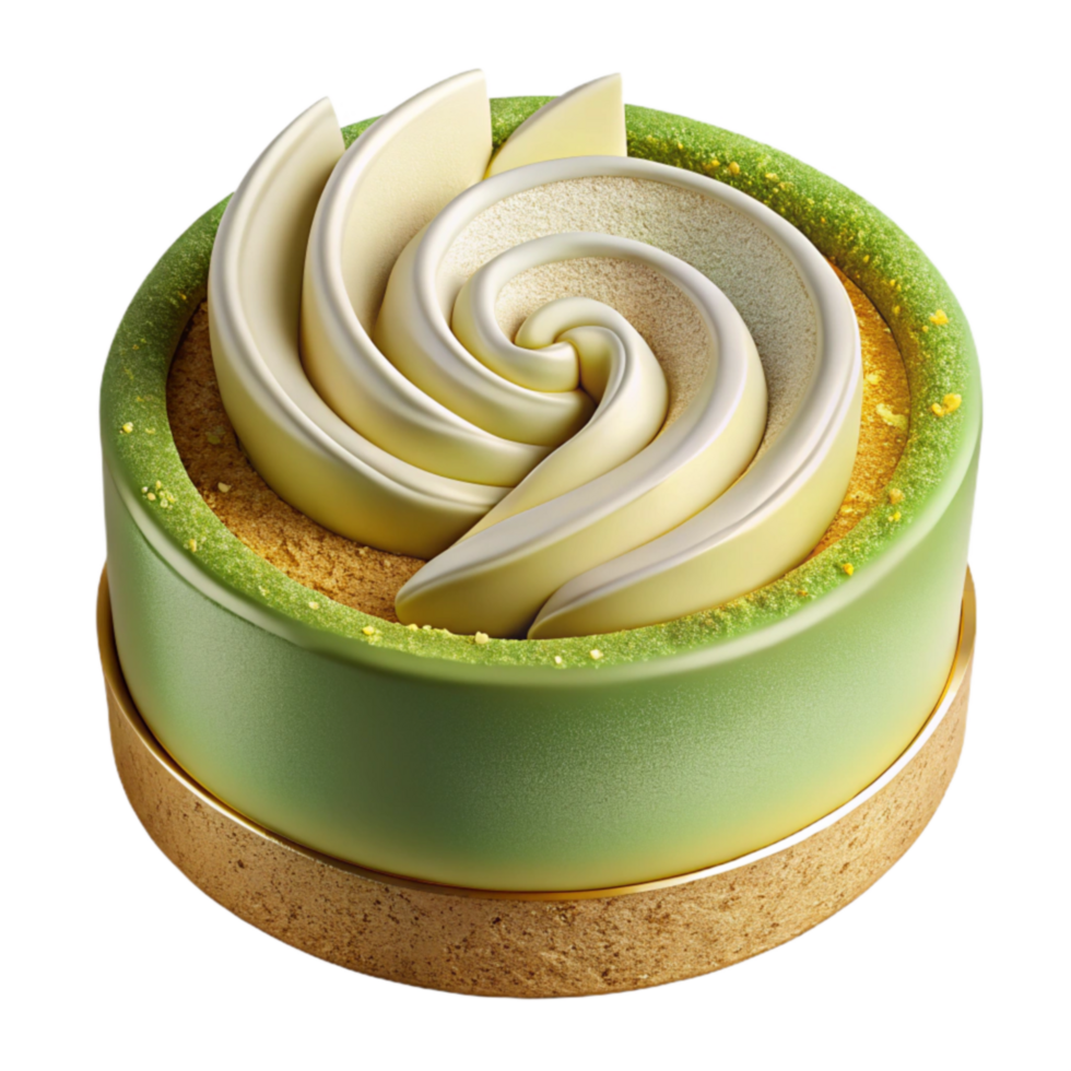Elegant Spiral Cream Cake Green Matcha Dessert png