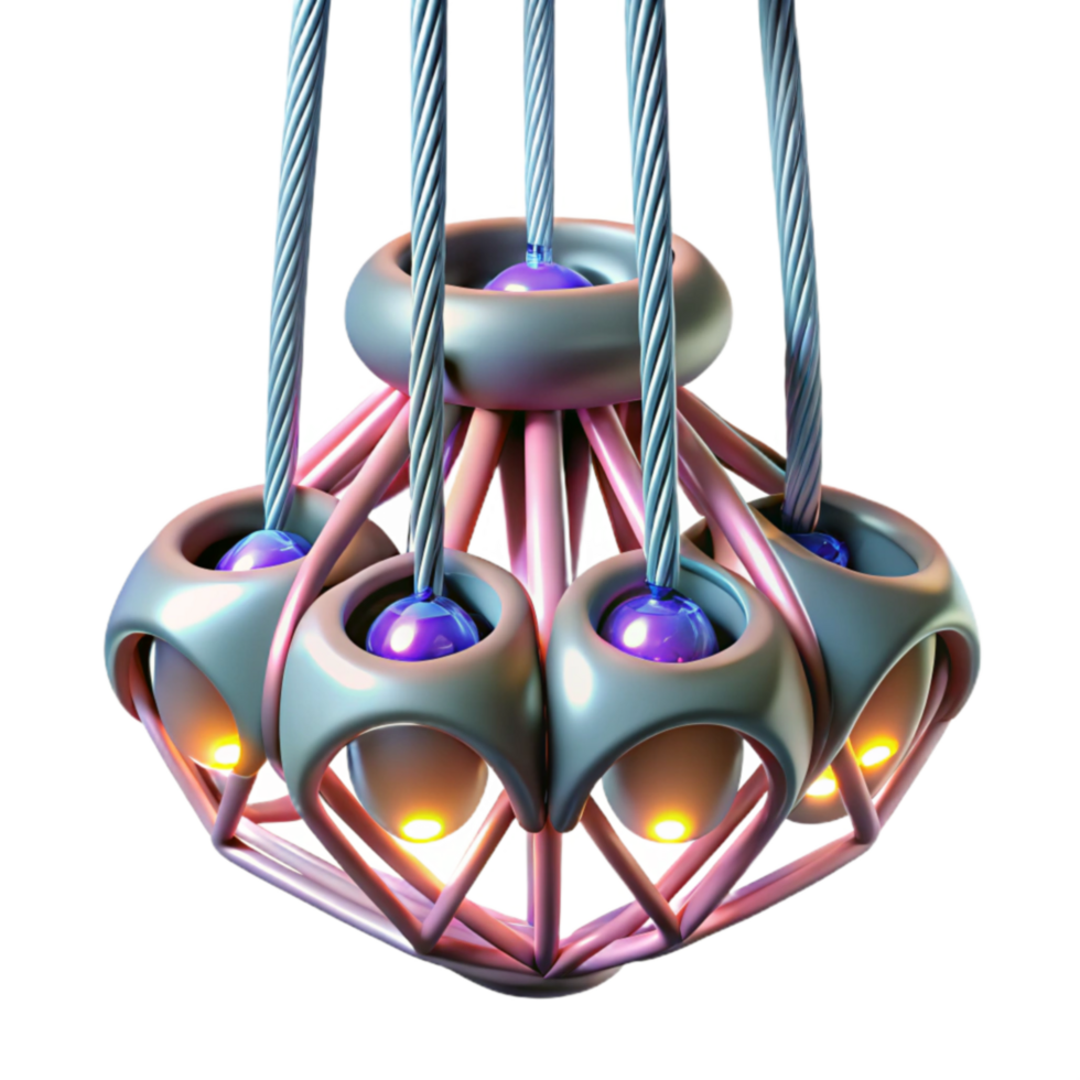 Abstract 3D Render Illuminated Geometric Sculpture png