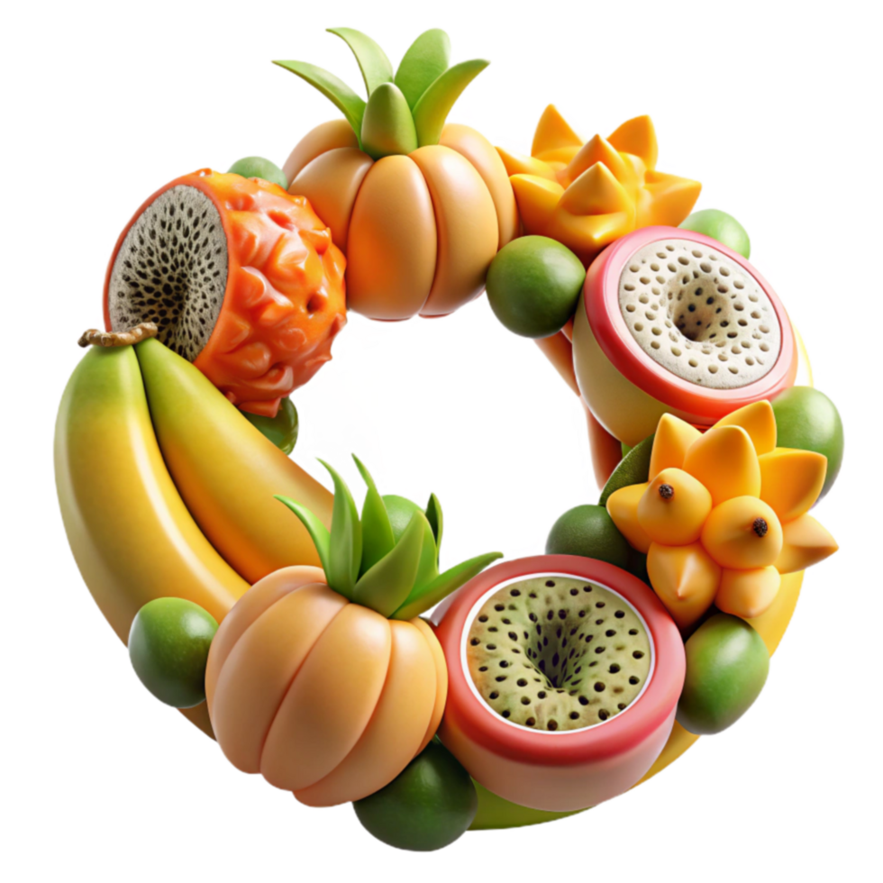 Vibrant Fruit Wreath A Colorful 3D Render png
