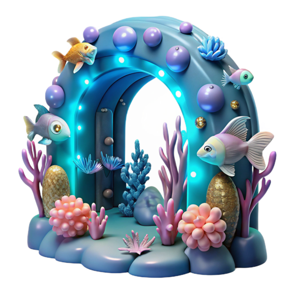Undersea Archway Vibrant Coral Reef Scene png
