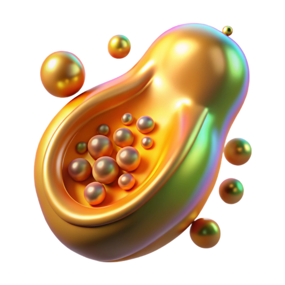 Abstract Gold Vessel with Pearl Spheres png