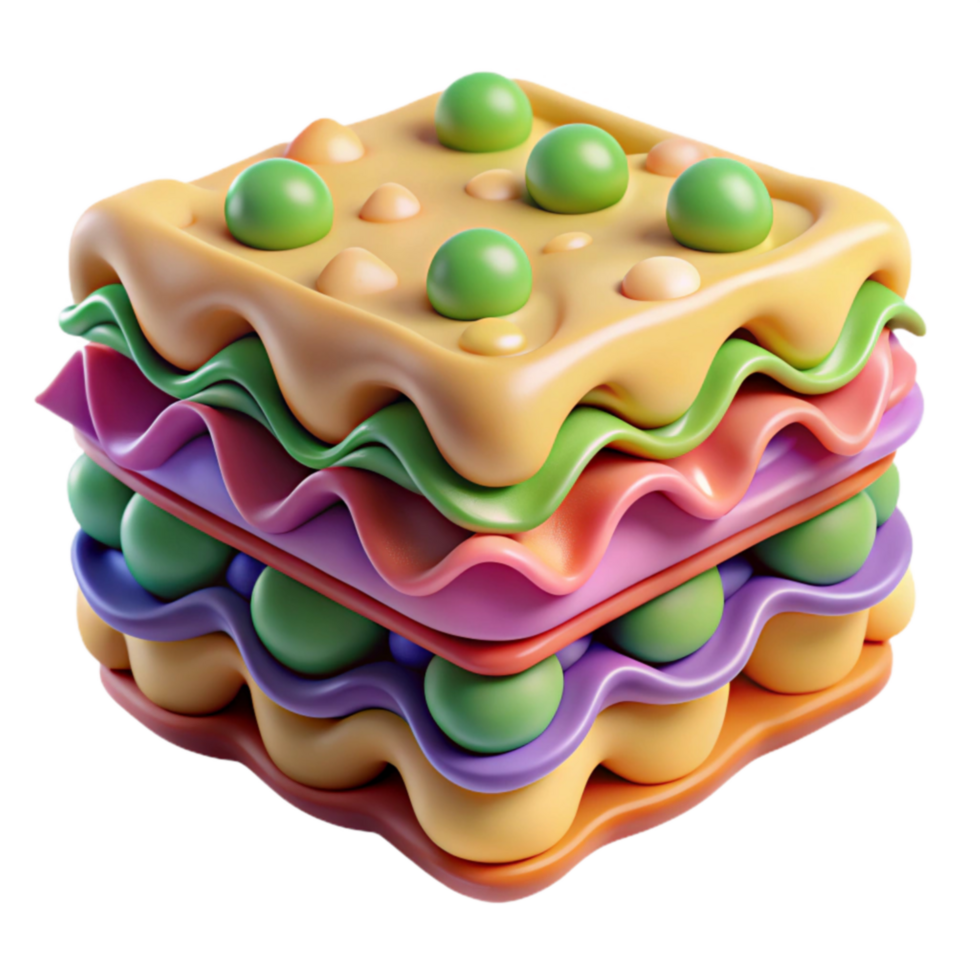 Colorful Layered Dessert, 3D Rendered Sweet Treat png