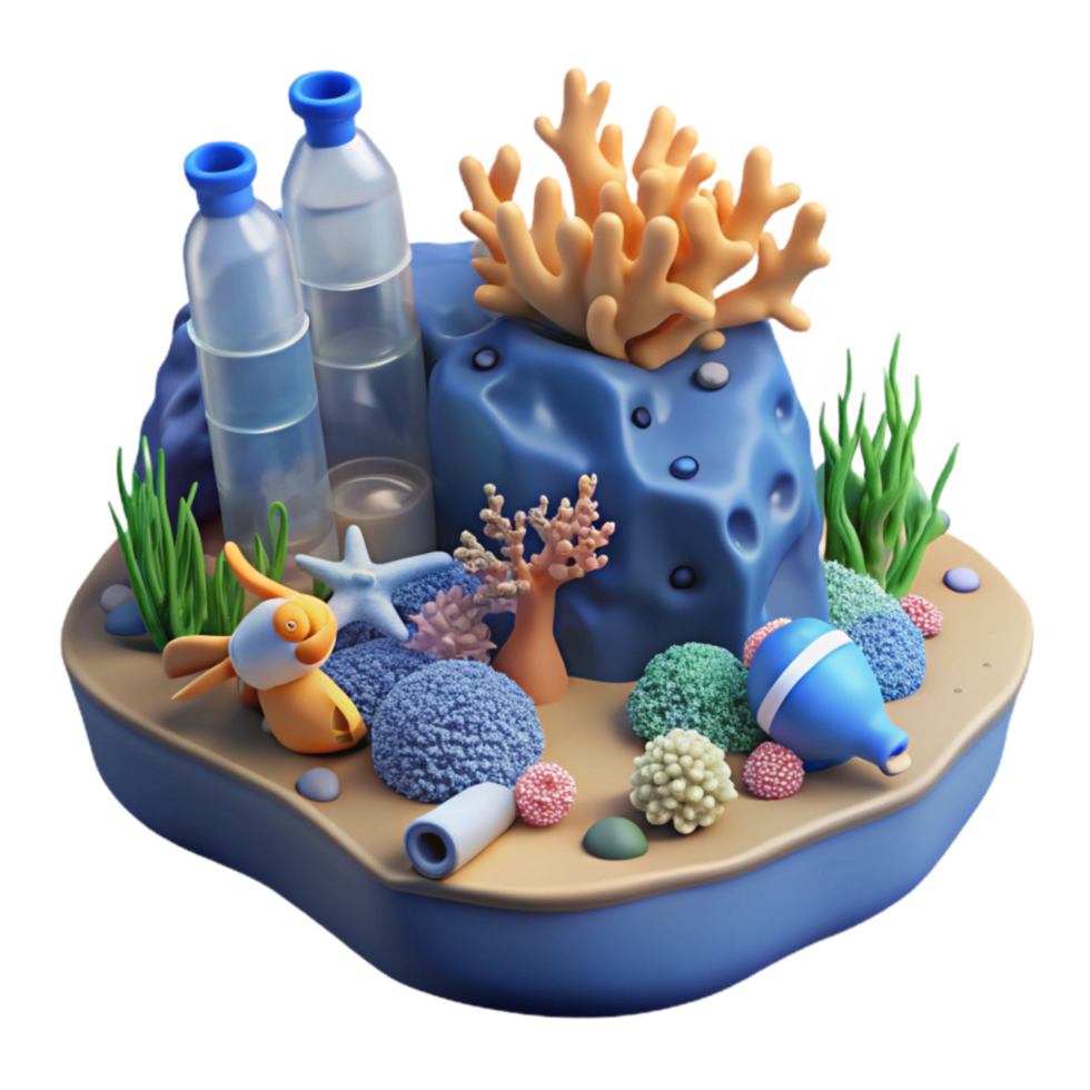 Ocean Pollution Plastic Waste Coral Reef Damage png