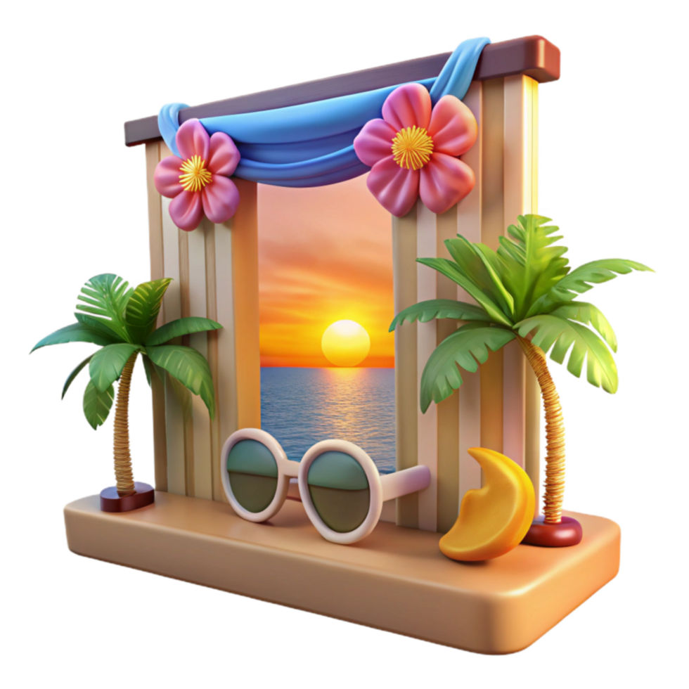 Sunset Ocean View Tropical Getaway Scene png