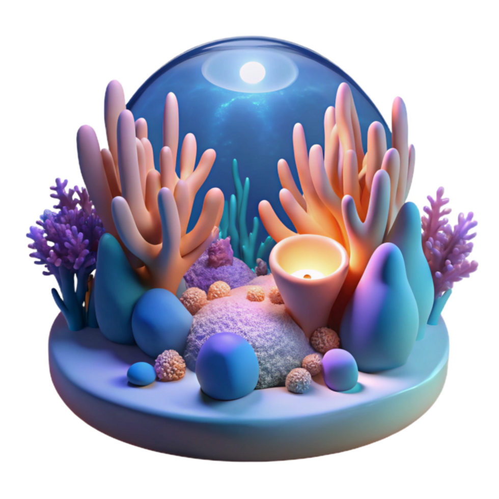 Undersea Coral Reef Scene 3D Render png