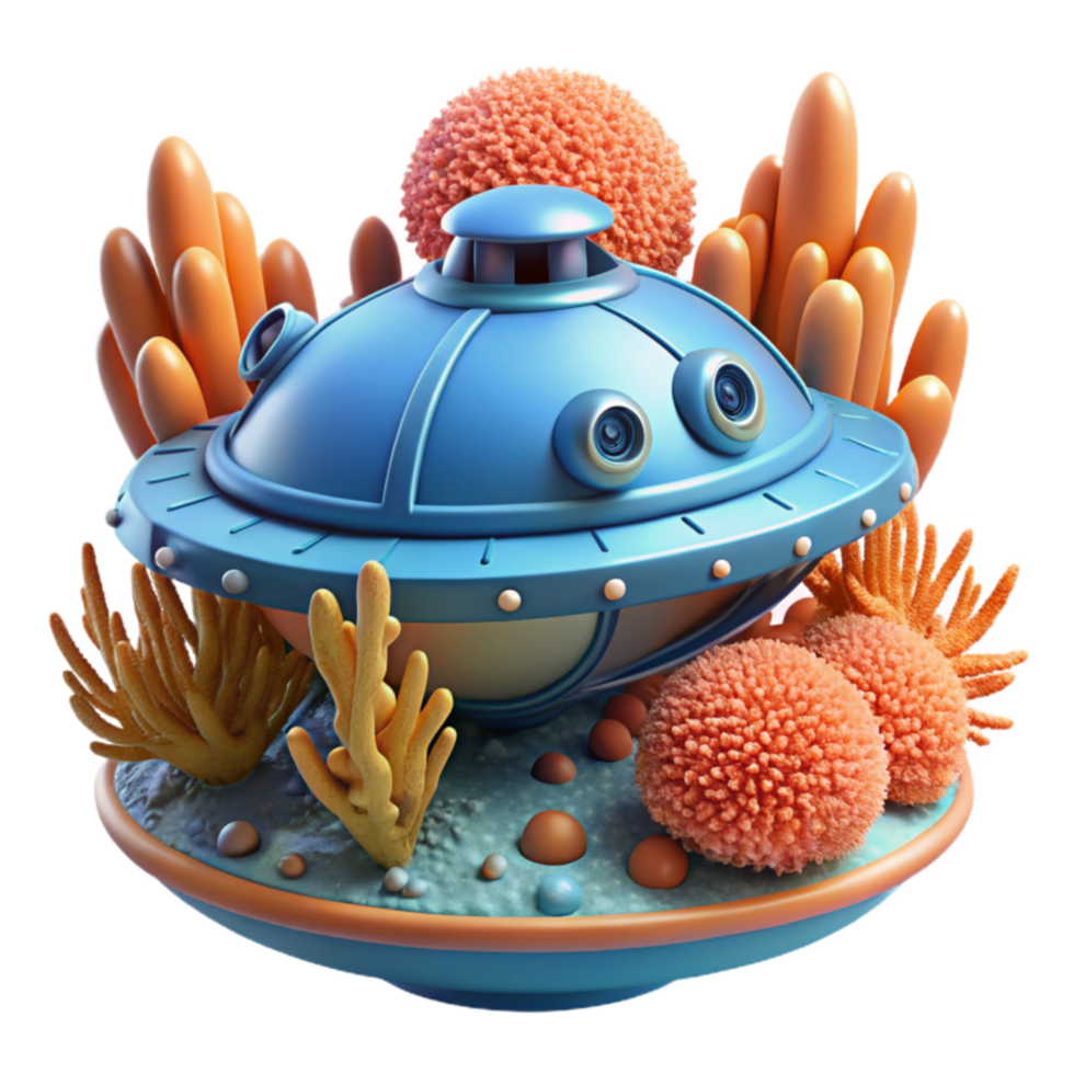 Undersea Spaceship 3D Render of Aquatic Craft png