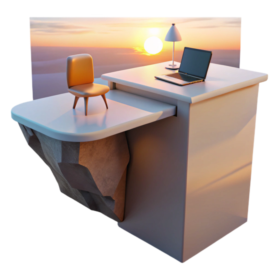 Sunset Desk Edge of the World Workspace png