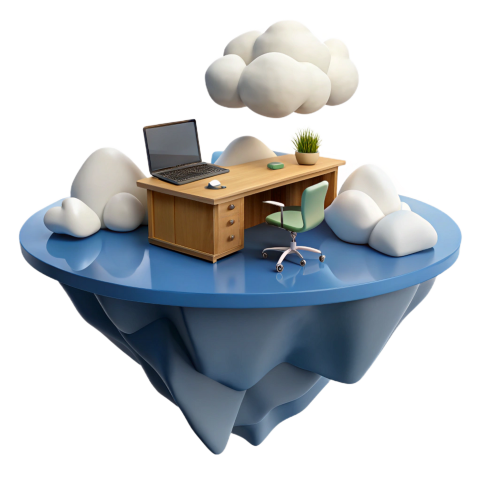Floating Desk Cloud Computing Workspace png