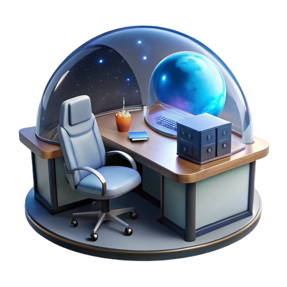 Future Workspace Enclosed Desk with Global View png