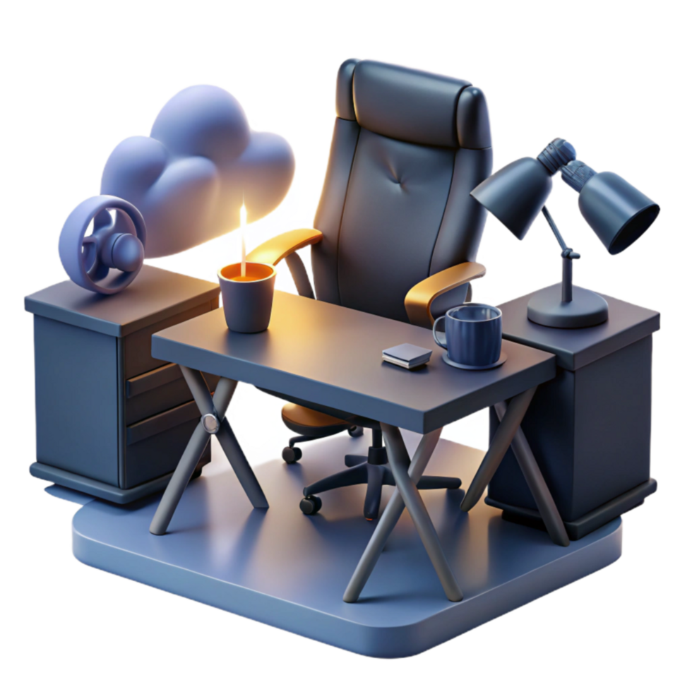 Modern Home Office Setup with Cloud Computing png