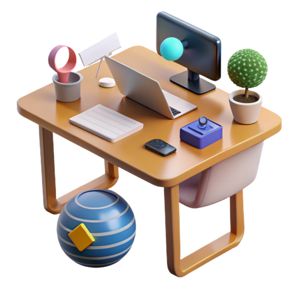 Modern desk setup workspace organization productivity 56548051 png