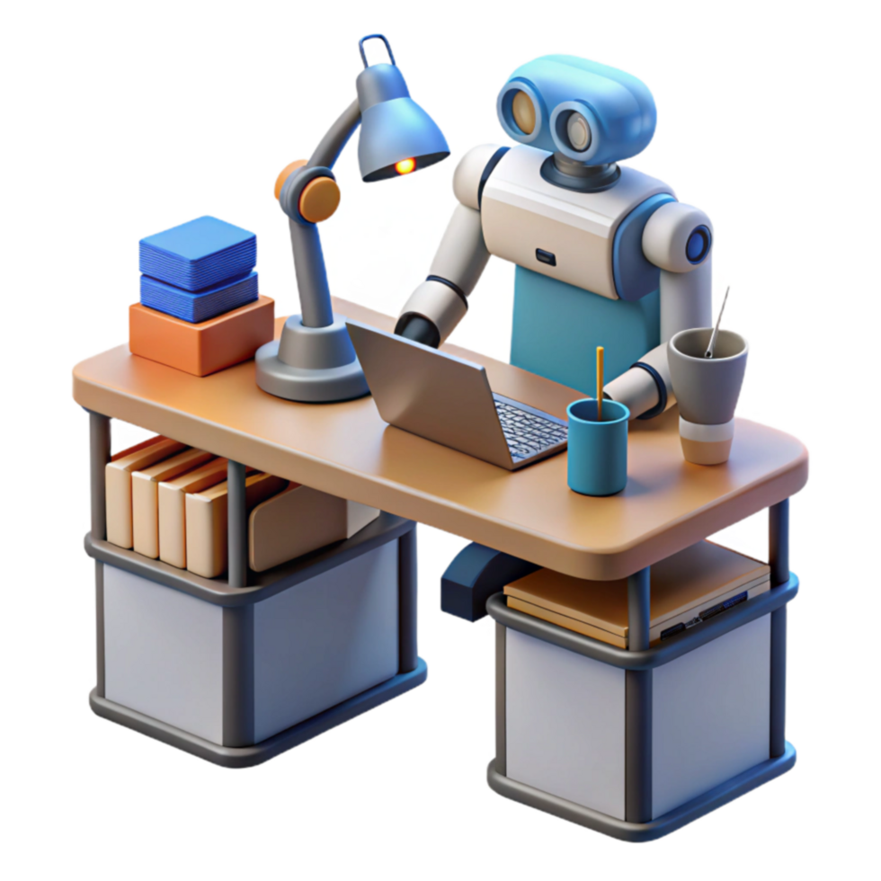 Robot at Work Automation in the Modern Office png
