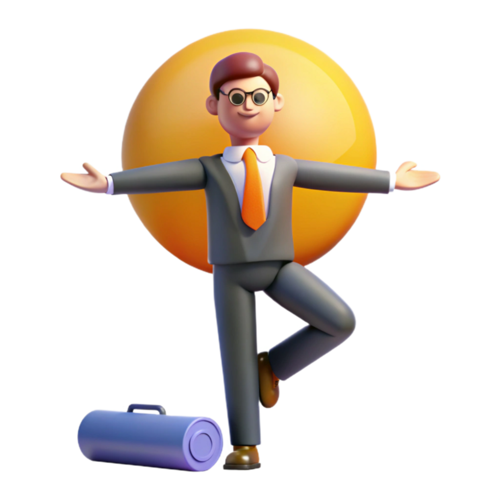 Businessman Balancing Yoga, Wellness, and Work-Life Harmony png