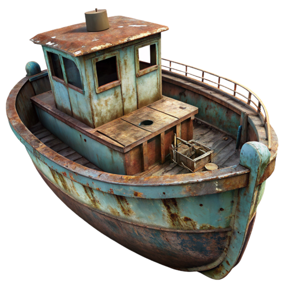 Rusty Old Boat, Weathered Vessel, Maritime Antique png
