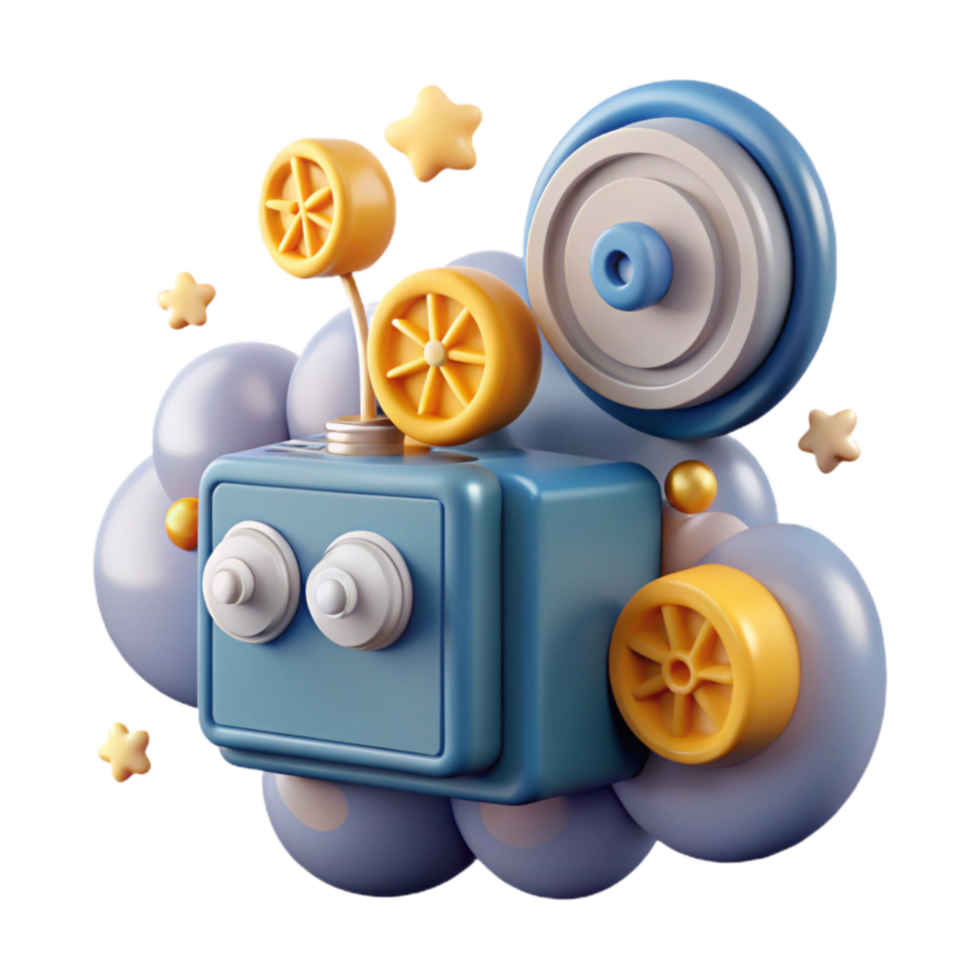 Whimsical 3D Render of Retro Device png