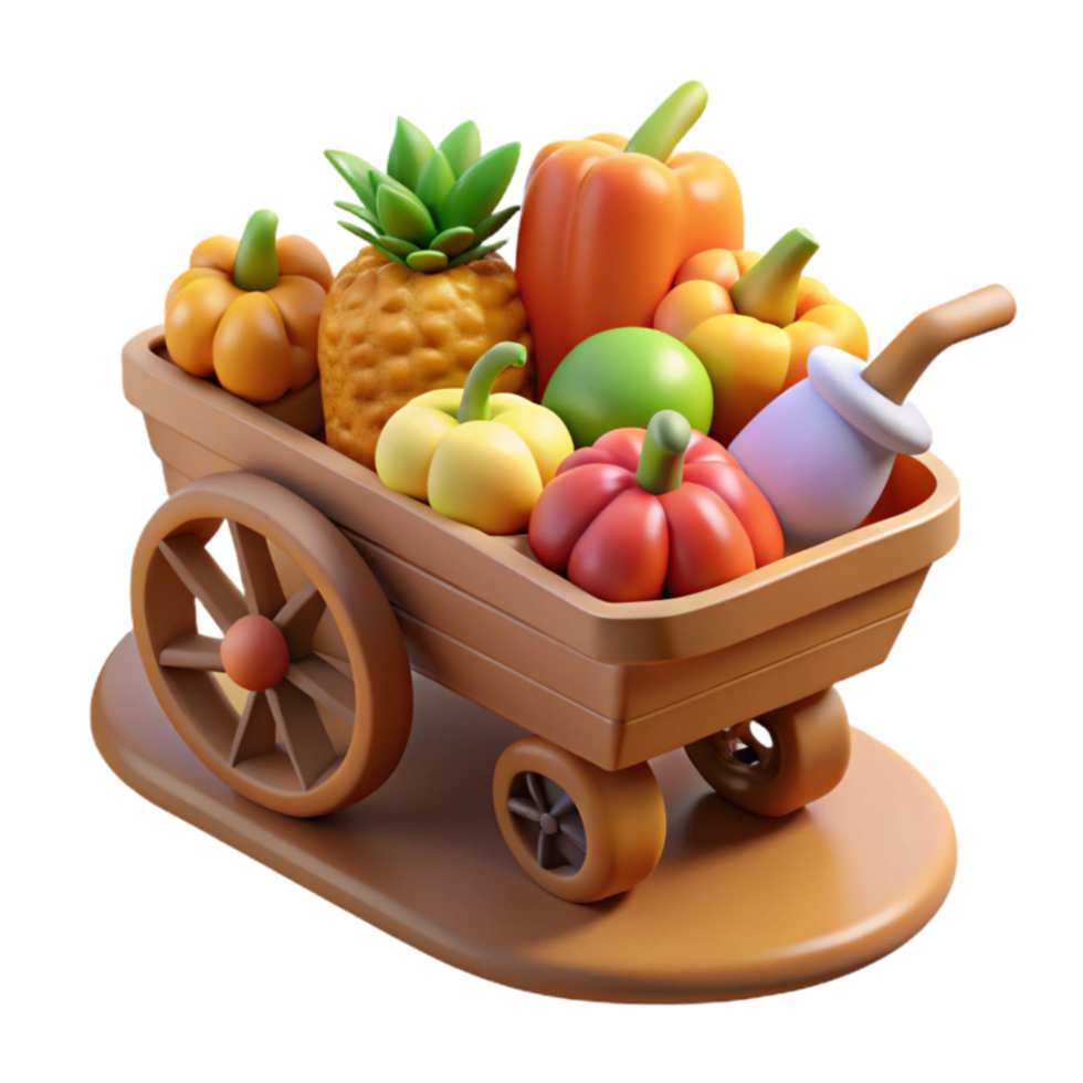 Harvest Cart Fresh Fruits and Vegetables png